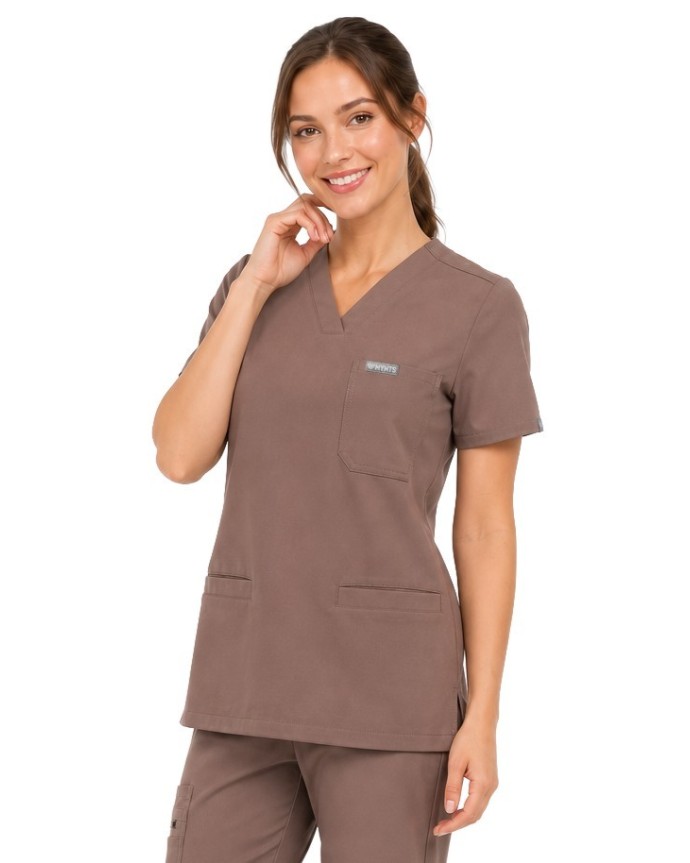 kopia MYNTS V-Neck Two Pockets – Scrub Top Women WMT002 Sahara Mokka - MYNTS