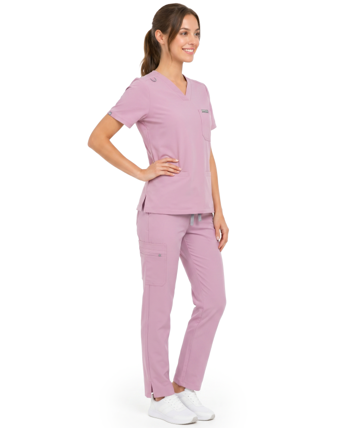 kopia MYNTS V-Neck Two Pockets – Scrub Top Women WMT002 Rose Water - MYNTS 2