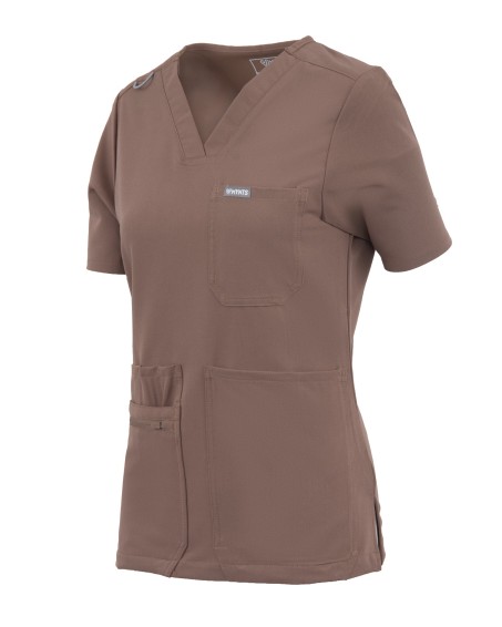 kopia MYNTS V-Neck Pocket Genius – Scrub Top Women WMT001 Sahara Mokka - MYNTS