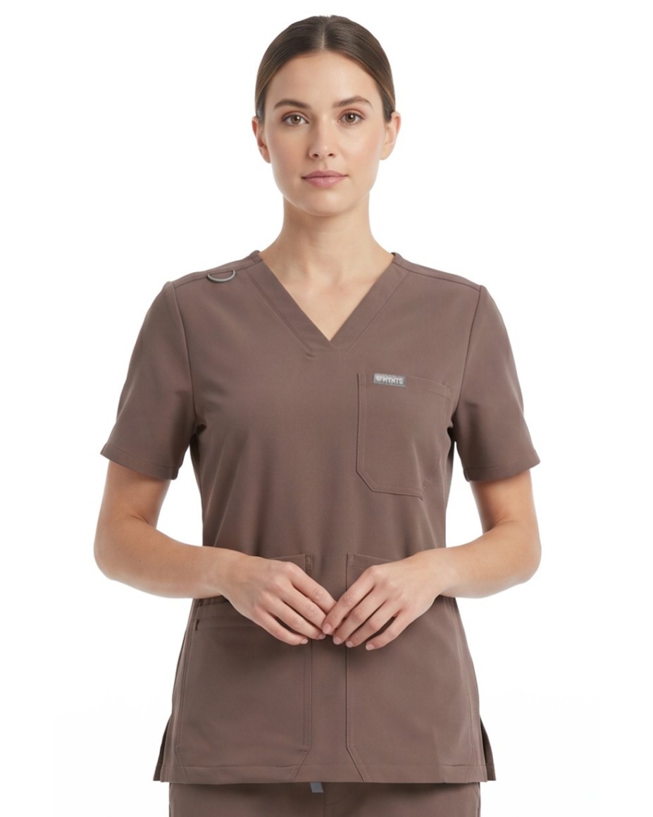 copy of MYNTS V-Neck Pocket Genius – Scrub Top Women WMT001 Sahara Mokka - MYNTS