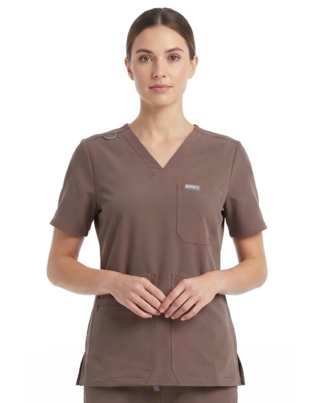 kopia MYNTS V-Neck Pocket Genius – Scrub Top Women WMT001 Sahara Mokka - MYNTS