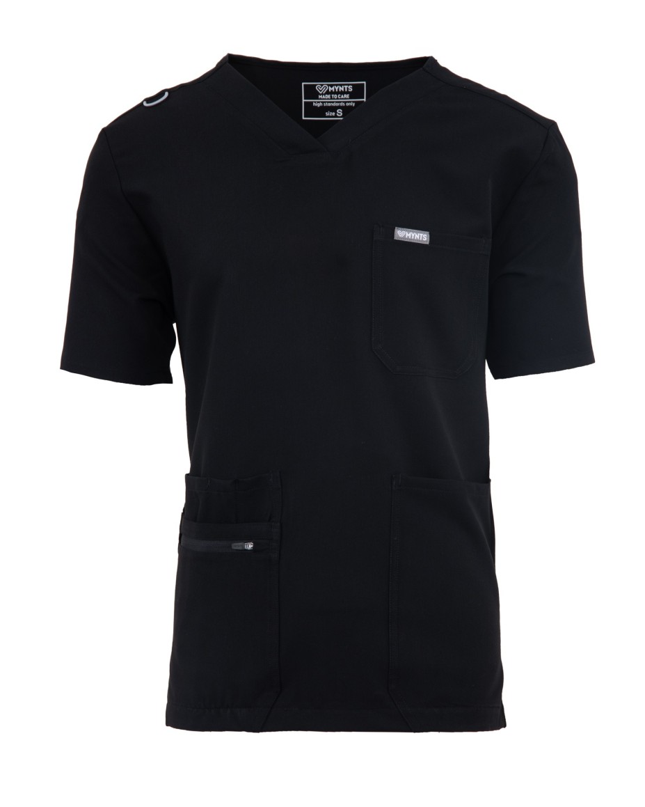 kopia MYNTS V-Neck Pocket Genius - ScrubTop Men MMT003 Black - MYNTS