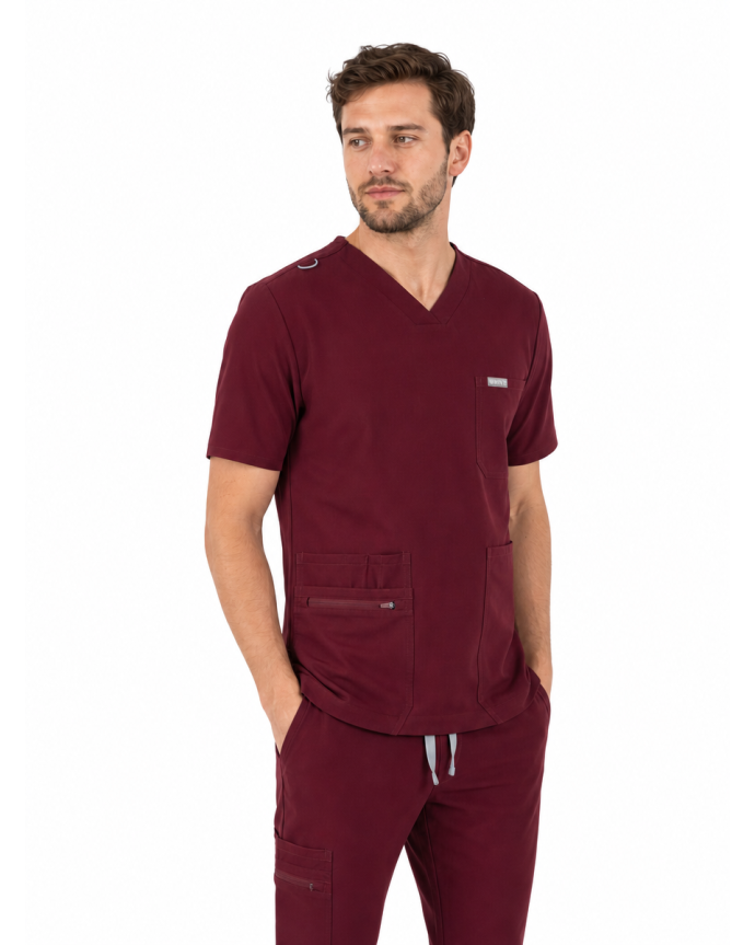 kopia MYNTS V-Neck Pocket Genius - ScrubTop Men MMT003 Burgundy - MYNTS
